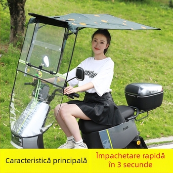 Canopă pentru vehicul electric, retractabil rapid, design în formă de 7, protecție UV Pa+++