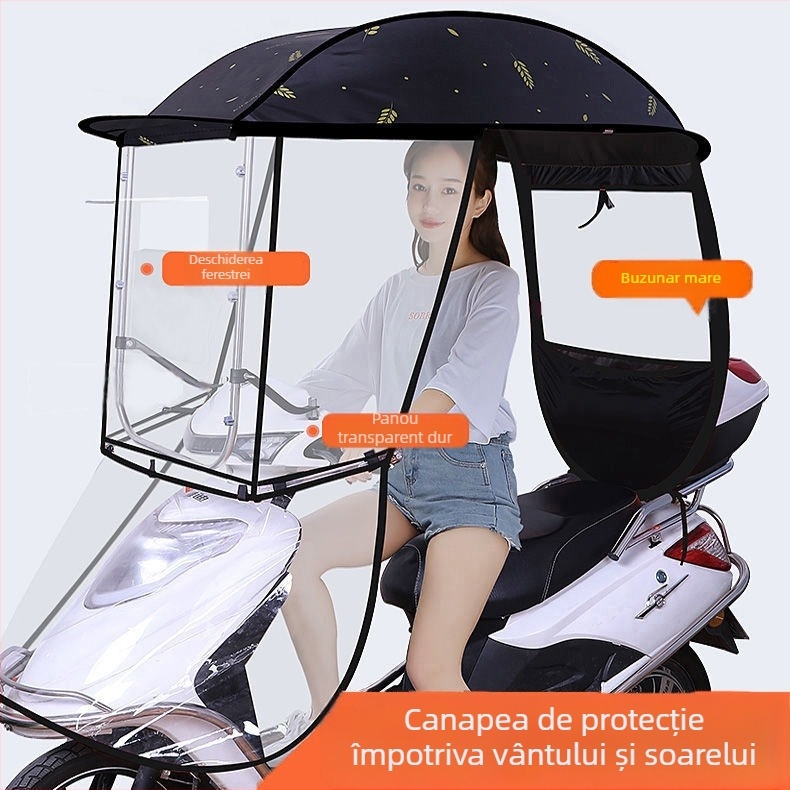 Canopă pentru vehicul electric, retractabil rapid, design în formă de 7, protecție UV Pa+++