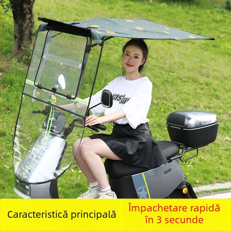 Canopă pentru vehicul electric, retractabil rapid, design în formă de 7, protecție UV Pa+++