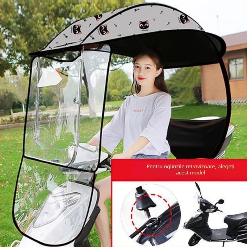 Canopă pentru vehicul electric, retractabil rapid, design în formă de 7, protecție UV Pa+++