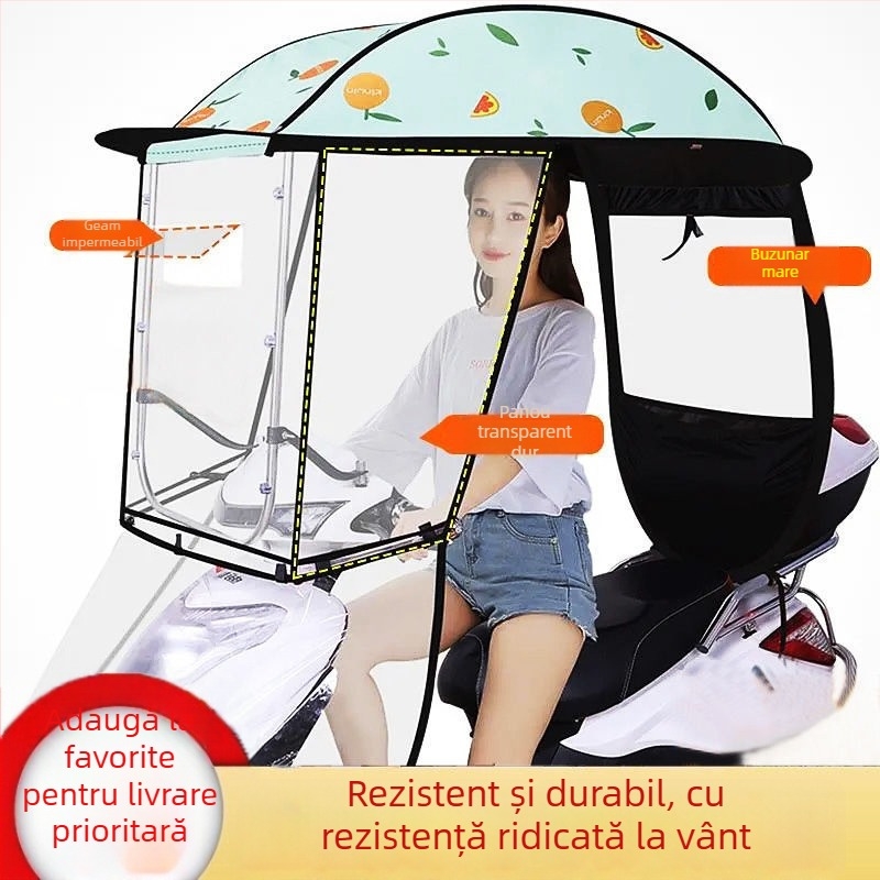 Canopă pentru vehicul electric, retractabil rapid, design în formă de 7, protecție UV Pa+++