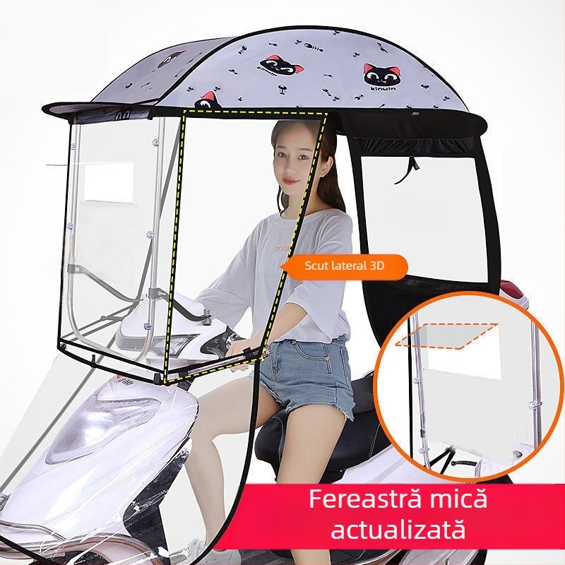 Canopă pentru vehicul electric, retractabil rapid, design în formă de 7, protecție UV Pa+++