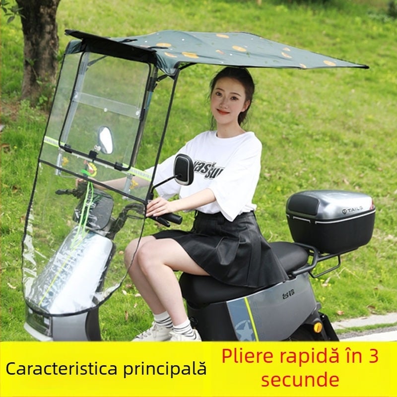 Canopă pentru vehicul electric, retractabil rapid, design în formă de 7, protecție UV Pa+++