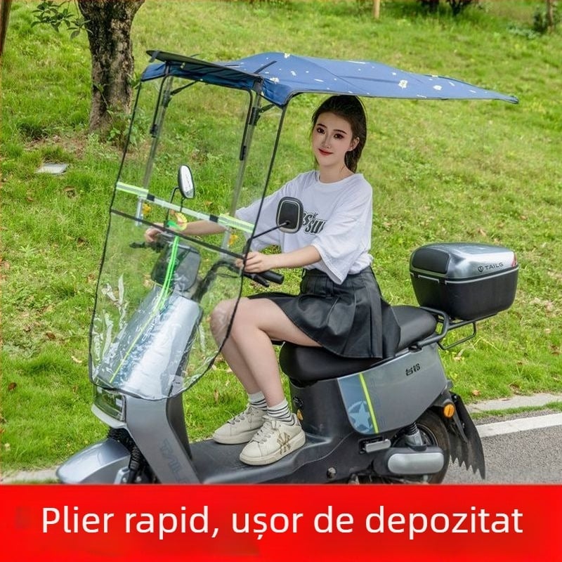 Canopă pentru vehicul electric, retractabil rapid, design în formă de 7, protecție UV Pa+++
