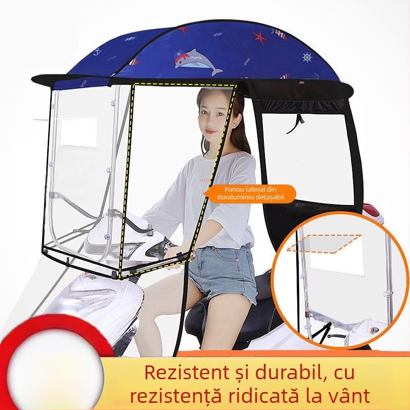 Canopă pentru vehicul electric, retractabil rapid, design în formă de 7, protecție UV Pa+++