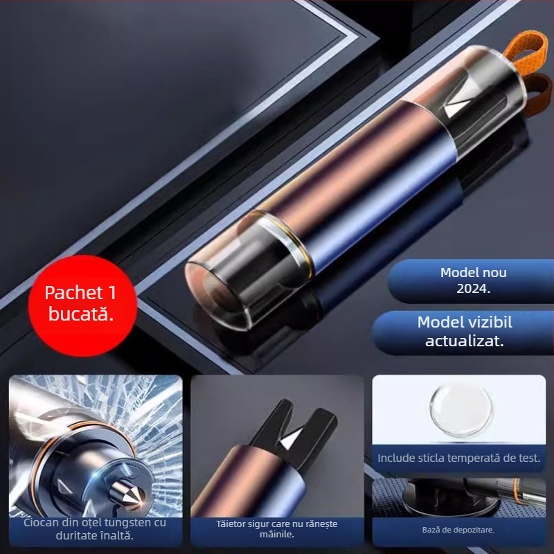 Unelte de urgență auto: ciocan de securitate pentru spargerea geamului, cuțit 3 în 1, portabil cu semn temporar de parcare, PVC