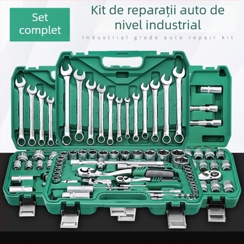 Set de unelte pentru reparații auto cu cheie cu soclu și clichet, în cutie de unelte (reparații mecanice)