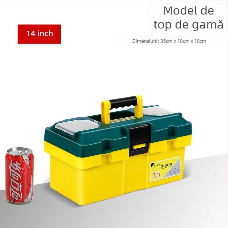 Cutie de unelte din plastic, cu construcție cu două niveluri, capacitate 30 kg — pentru casă, atelier, depozitare și întreținere