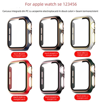 Carcasă Apple Watch 5678910, într-o singură piesă, din PC, cu sticlă securizată (tempered glass) – compatibilă cu iWatch S10