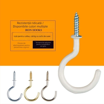 Cuier pentru căni din fier forjat, set de 10 bucăți cu șuruburi autoforante, stil modern și simplu, capacitate de încărcare 3–5 kg