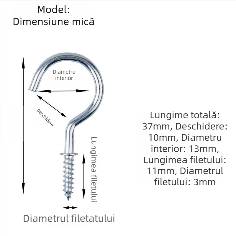 Cuier pentru căni din fier forjat, set de 10 bucăți cu șuruburi autoforante, stil modern și simplu, capacitate de încărcare 3–5 kg