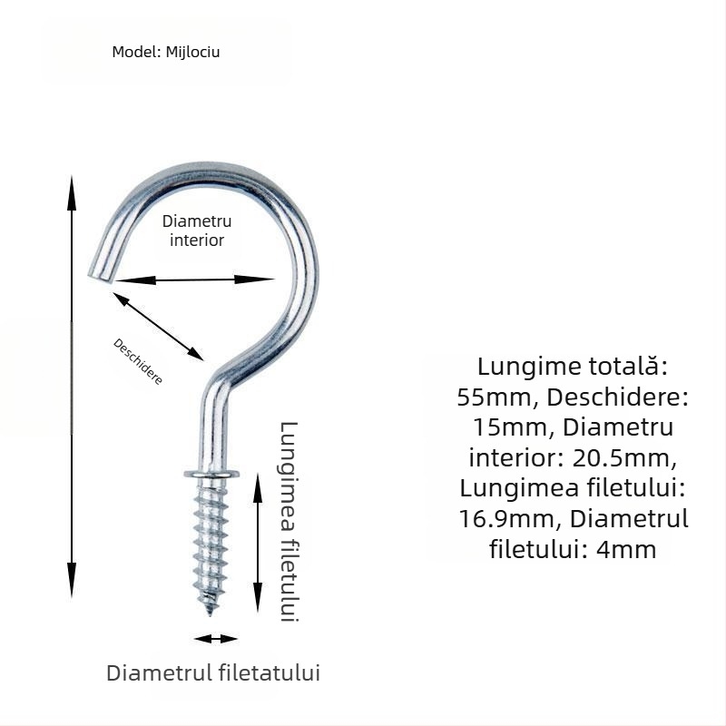 Cuier pentru căni din fier forjat, set de 10 bucăți cu șuruburi autoforante, stil modern și simplu, capacitate de încărcare 3–5 kg
