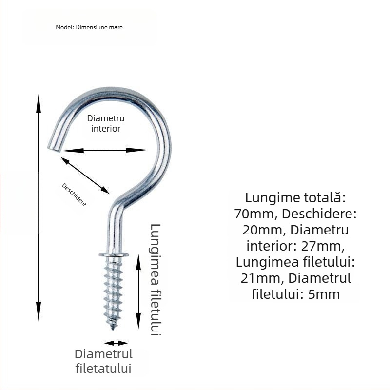 Cuier pentru căni din fier forjat, set de 10 bucăți cu șuruburi autoforante, stil modern și simplu, capacitate de încărcare 3–5 kg