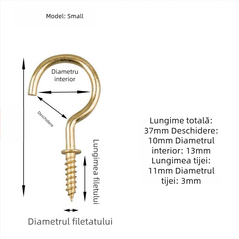 Cuier pentru căni din fier forjat, set de 10 bucăți cu șuruburi autoforante, stil modern și simplu, capacitate de încărcare 3–5 kg