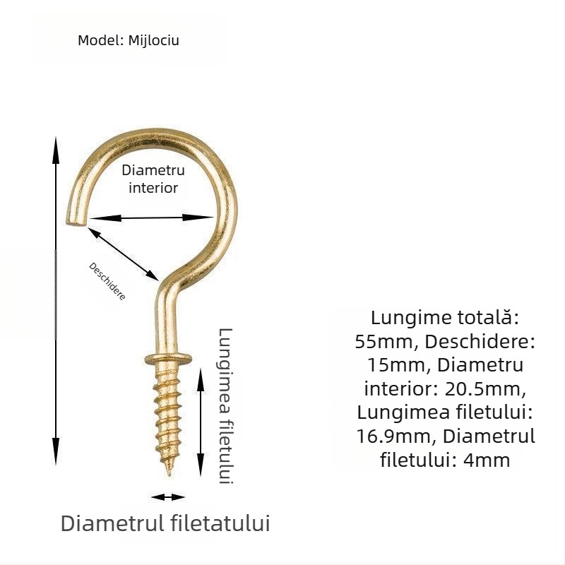 Cuier pentru căni din fier forjat, set de 10 bucăți cu șuruburi autoforante, stil modern și simplu, capacitate de încărcare 3–5 kg