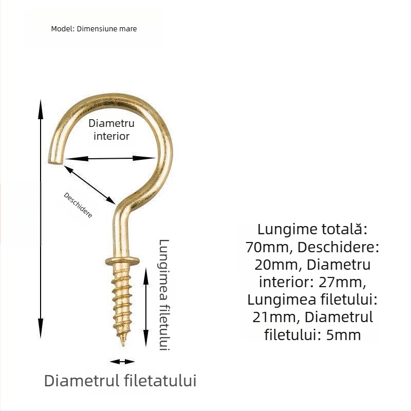 Cuier pentru căni din fier forjat, set de 10 bucăți cu șuruburi autoforante, stil modern și simplu, capacitate de încărcare 3–5 kg