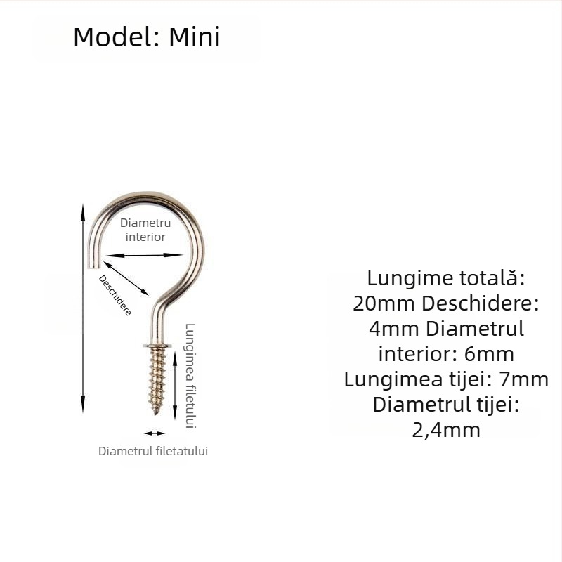 Cuier pentru căni din fier forjat, set de 10 bucăți cu șuruburi autoforante, stil modern și simplu, capacitate de încărcare 3–5 kg