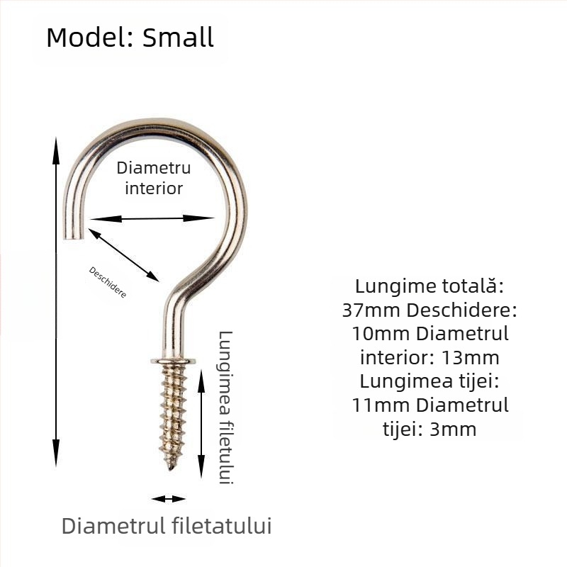 Cuier pentru căni din fier forjat, set de 10 bucăți cu șuruburi autoforante, stil modern și simplu, capacitate de încărcare 3–5 kg