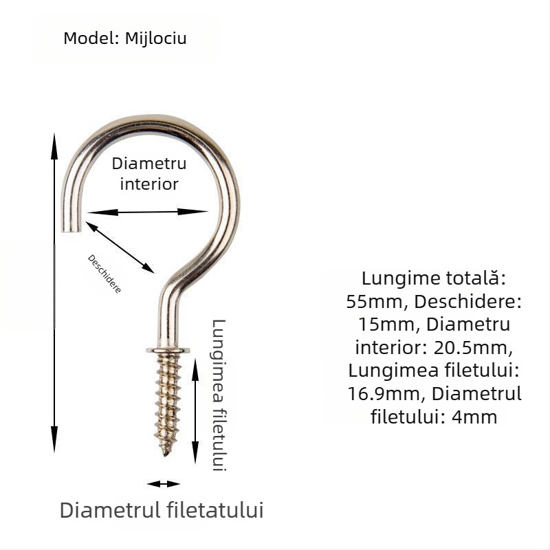 Cuier pentru căni din fier forjat, set de 10 bucăți cu șuruburi autoforante, stil modern și simplu, capacitate de încărcare 3–5 kg