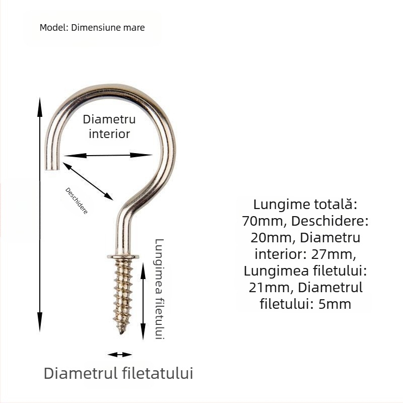 Cuier pentru căni din fier forjat, set de 10 bucăți cu șuruburi autoforante, stil modern și simplu, capacitate de încărcare 3–5 kg