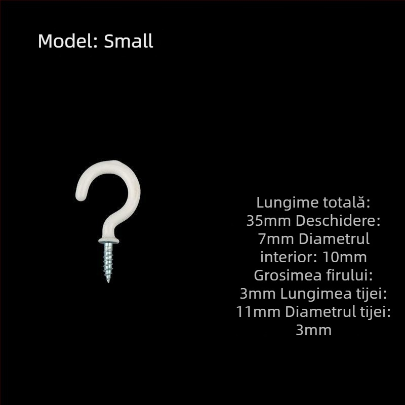 Cuier pentru căni din fier forjat, set de 10 bucăți cu șuruburi autoforante, stil modern și simplu, capacitate de încărcare 3–5 kg