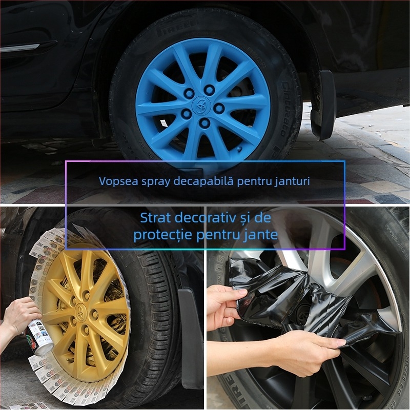 Kit de vopsea pentru jante auto cu film detașabil pentru schimbarea culorii, vopsire manuală și vopsire prin pulverizare