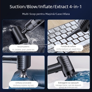 Aspirator portabil pentru mașină, cu aspirație puternică, fără fir, pentru utilizare în mașină și acasă (90W, 20000Pa, reîncărcabil)