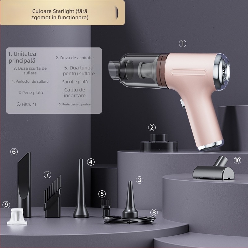 Aspirator portabil pentru mașină, cu aspirație puternică, fără fir, pentru utilizare în mașină și acasă (90W, 20000Pa, reîncărcabil)