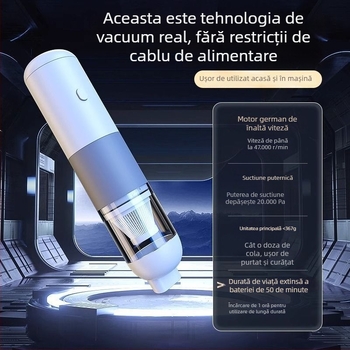Aspirator fara fir pentru mașină, cu aspirație maximă 120W, 11000Pa, funcție suflare, autonomie baterie 25 de minute, încărcare la 5V