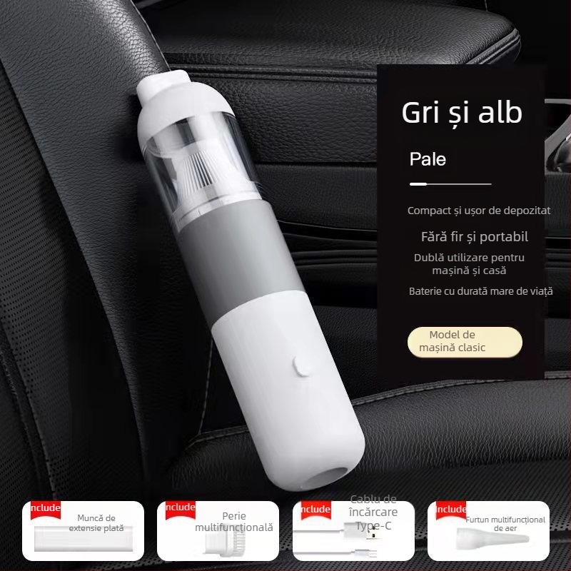 Aspirator fara fir pentru mașină, cu aspirație maximă 120W, 11000Pa, funcție suflare, autonomie baterie 25 de minute, încărcare la 5V