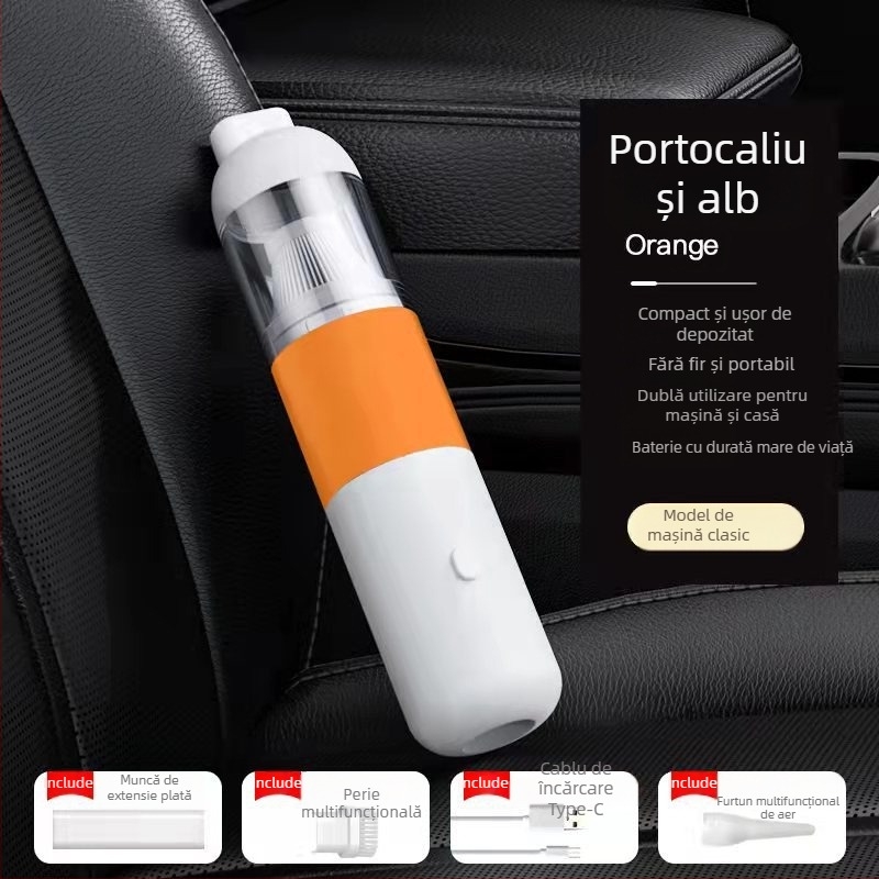 Aspirator fara fir pentru mașină, cu aspirație maximă 120W, 11000Pa, funcție suflare, autonomie baterie 25 de minute, încărcare la 5V