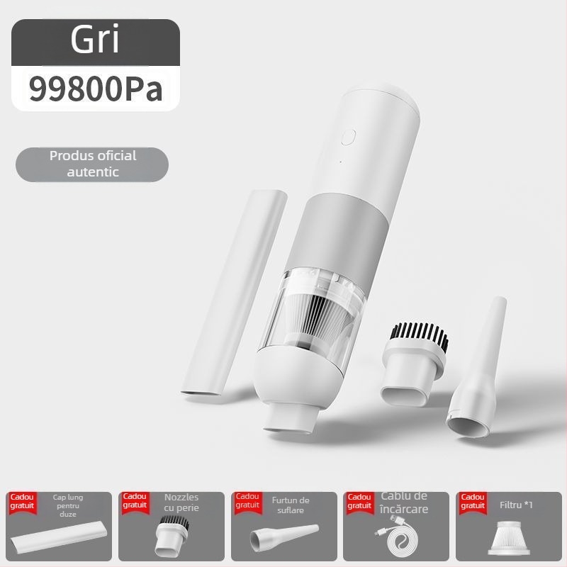 Aspirator fara fir pentru mașină, cu aspirație maximă 120W, 11000Pa, funcție suflare, autonomie baterie 25 de minute, încărcare la 5V