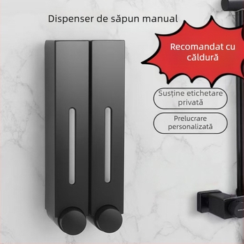 Dozator de săpun montat pe perete - tip apăsat, instalare fără găuri, material ABS+GPPS+PP, turnare prin injecție, stil modern minimalist