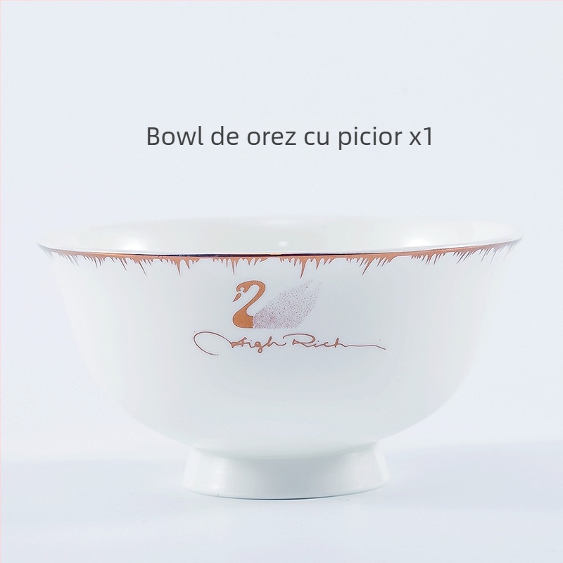 Set boluri din porțelan, compatibil cu microundele, rotunde, stil minimalist modern, logo imprimat.