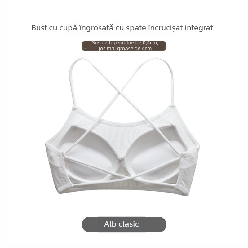 Top bustier wrap/tube, cupă 3/4, cupă medie, material viscoză nervurată, strângere, respirabil, spate deschis sexy
