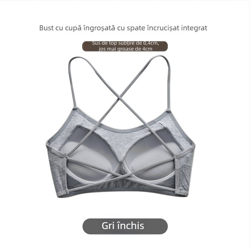 Top bustier wrap/tube, cupă 3/4, cupă medie, material viscoză nervurată, strângere, respirabil, spate deschis sexy