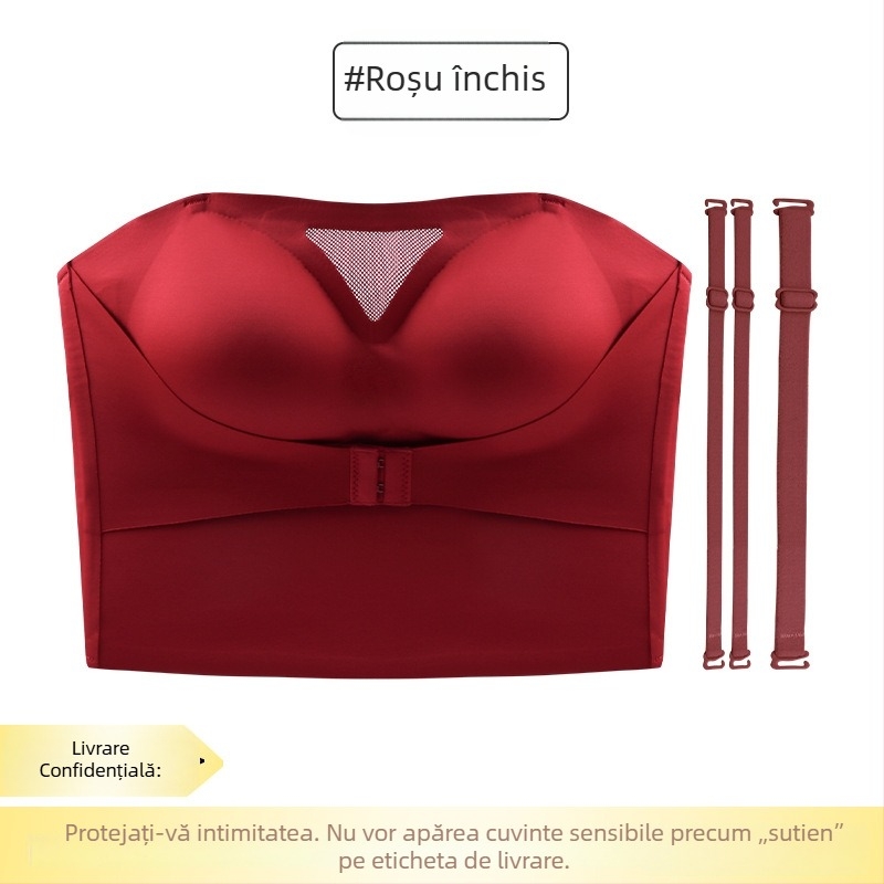 Sutien modelator fără bretele, anti-derapare, dintr-o piesă, cupe 3/4, cupe subțiri, nylon/Lycra