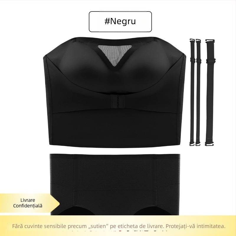 Sutien modelator fără bretele, anti-derapare, dintr-o piesă, cupe 3/4, cupe subțiri, nylon/Lycra
