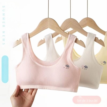 Top bustier din bumbac pentru adolescente, cupă completă, respirabil și confortabil, lungime pe piept, iarna 2024