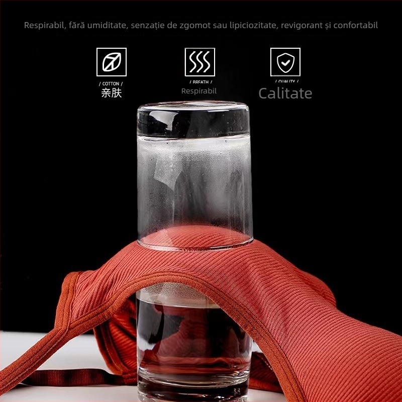 Top tub cu înfășurare a sânilor, cupă 3/4, cupă medie modelată, spandex/lycra, respirabil