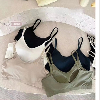 Top tubular fără bretele cu căptușeală, țesătură Ice Silk, amestec nylon 80–90%, cupă 3/4, design respirabil cu spate deschis, Vara 2024