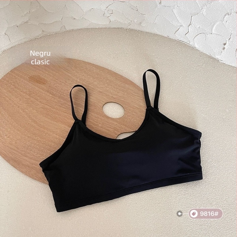 Top tubular fără bretele cu căptușeală, țesătură Ice Silk, amestec nylon 80–90%, cupă 3/4, design respirabil cu spate deschis, Vara 2024