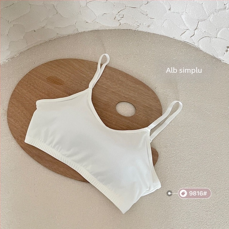 Top tubular fără bretele cu căptușeală, țesătură Ice Silk, amestec nylon 80–90%, cupă 3/4, design respirabil cu spate deschis, Vara 2024