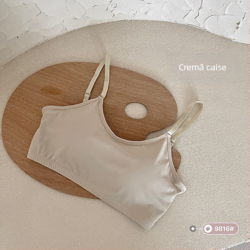 Top tubular fără bretele cu căptușeală, țesătură Ice Silk, amestec nylon 80–90%, cupă 3/4, design respirabil cu spate deschis, Vara 2024