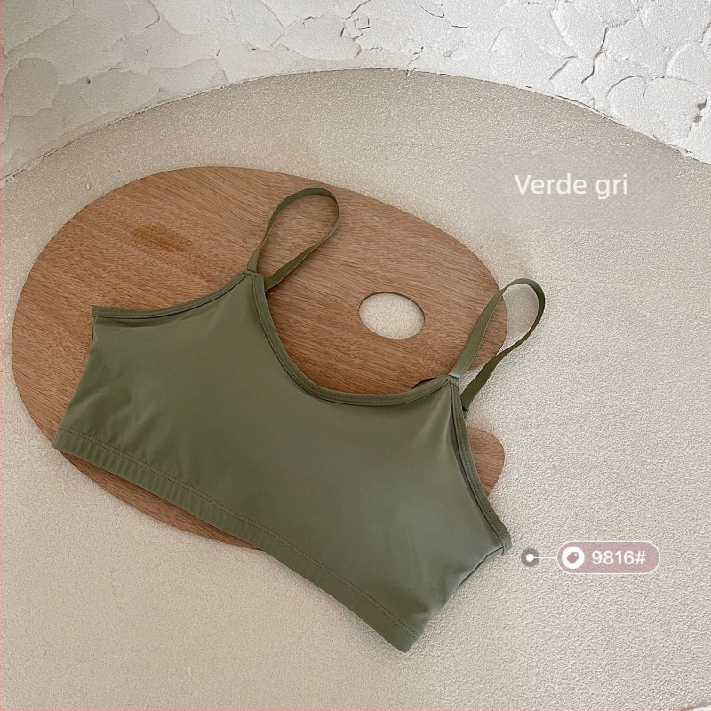 Top tubular fără bretele cu căptușeală, țesătură Ice Silk, amestec nylon 80–90%, cupă 3/4, design respirabil cu spate deschis, Vara 2024