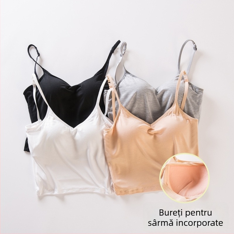 Sutien fără bretele, din modal, fără spate, cupe subțiri modelate, căptușeală integrată
