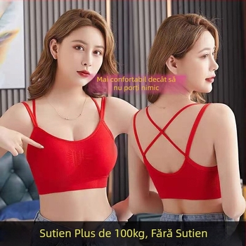 Top tubular fără fir cu spate încrucișat, cupă completă, formare medie, nailon 70–80%