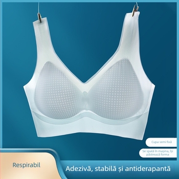 Bustier fără bretele, push-up, din Ice Silk nylon, cupă 3/4 cu formă subțire, respirabil, design frumos la spate