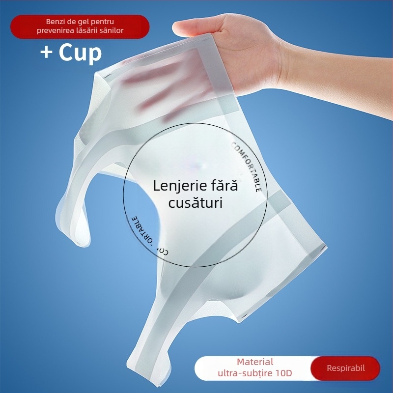 Bustier fără bretele, push-up, din Ice Silk nylon, cupă 3/4 cu formă subțire, respirabil, design frumos la spate