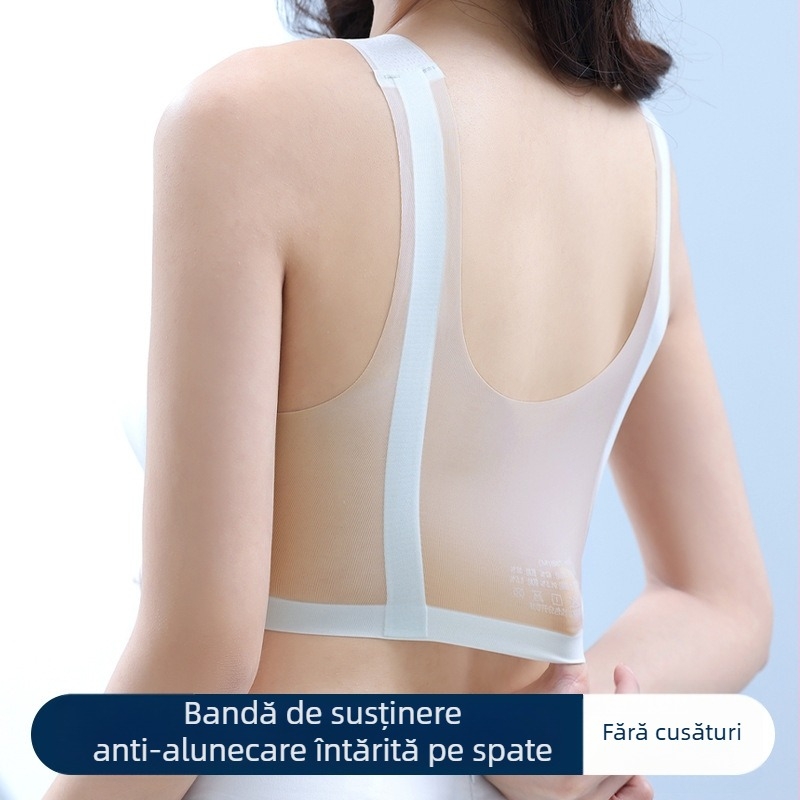 Bustier fără bretele, push-up, din Ice Silk nylon, cupă 3/4 cu formă subțire, respirabil, design frumos la spate